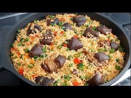 FRIED RICE WITH GOAT MEAT